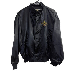 Vtg Luxor King Tut Satin Jacket Mens Size Medium Black Embroidered Pyramid Vegas